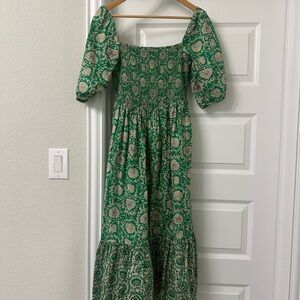 House of Harlow 1960 Green and Cream Midi Dress